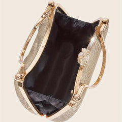 Glitter Ruched Evening Bag Faux Pearl Decor Clutch Purse