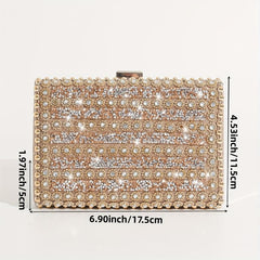 Rhinestone Decor Clutch Wallet Classic Evening Bag For Party