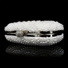 Pearl Beads Rhinestone Glitter Kiss Lock Chain Clutch Frame Purse