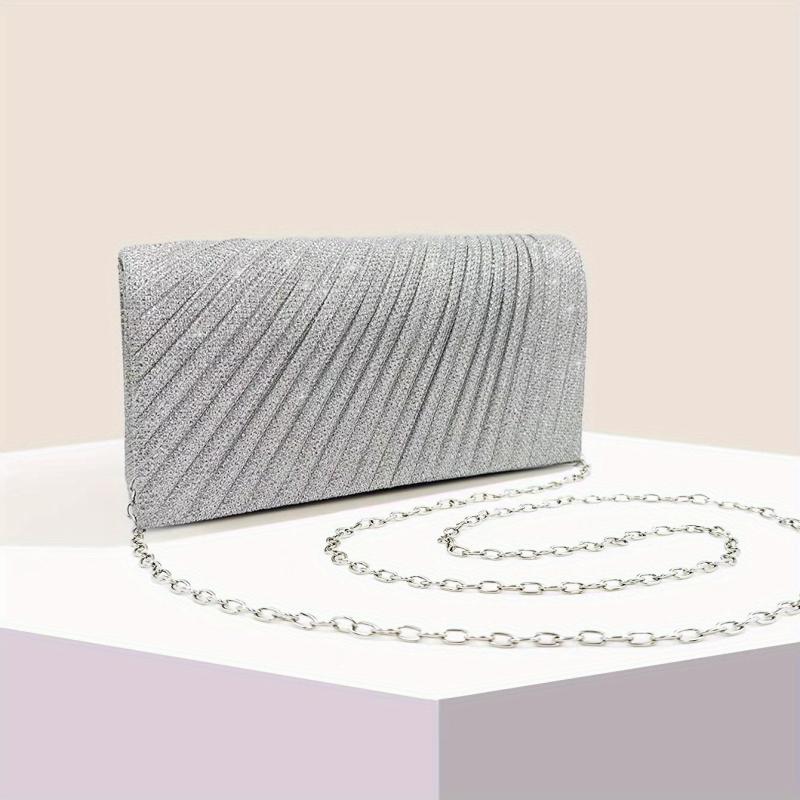 Glitter Ruched Evening Bag Clutch Purse Women Wedding Prom Party