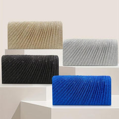 Glitter Ruched Evening Bag Clutch Purse Women Wedding Prom Party