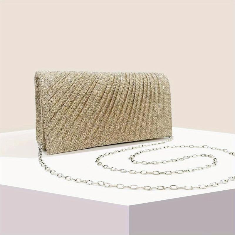 Glitter Ruched Evening Bag Clutch Purse Women Wedding Prom Party
