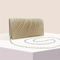 Glitter Ruched Evening Bag Clutch Purse Women Wedding Prom Party