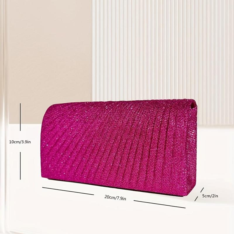 Glitter Ruched Evening Bag Clutch Purse Women Wedding Prom Party