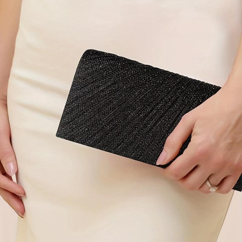 Glitter Ruched Evening Bag Clutch Purse Women Wedding Prom Party
