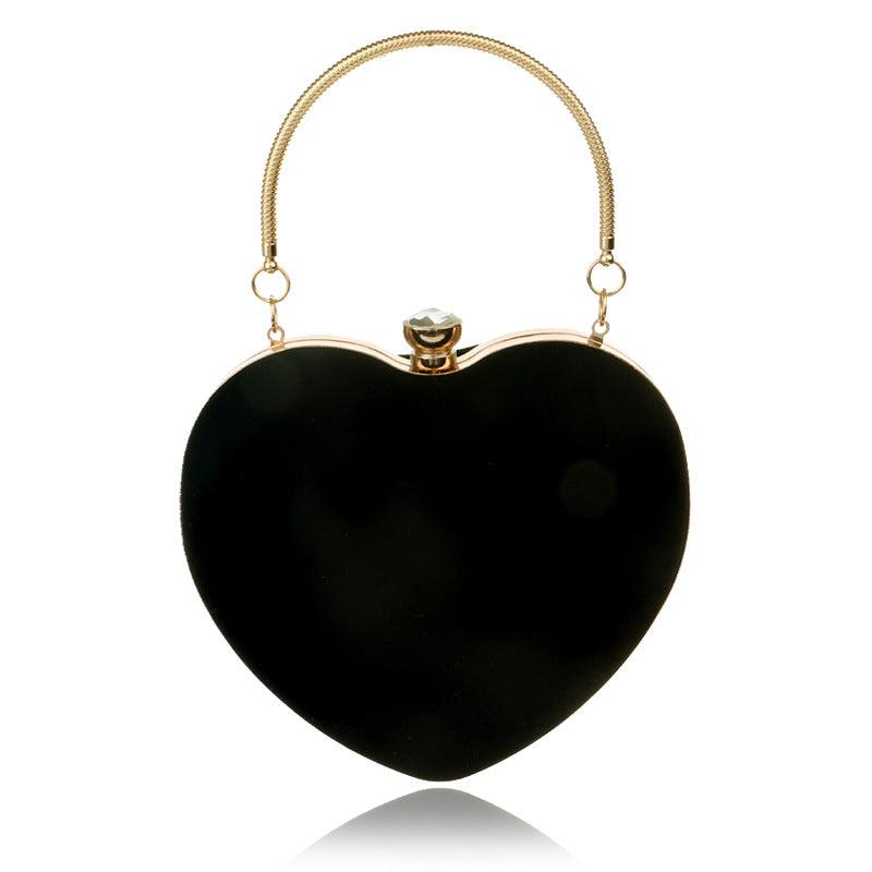 Love Shaped Satchel Abg Solid Evening Bag Classic Rhinestone Decor Banquet Bag
