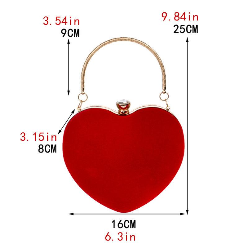 Love Shaped Satchel Abg Solid Evening Bag Classic Rhinestone Decor Banquet Bag