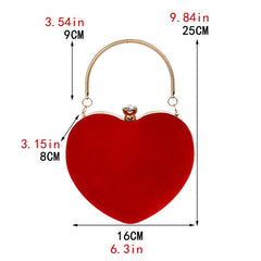 Love Shaped Satchel Abg Solid Evening Bag Classic Rhinestone Decor Banquet Bag