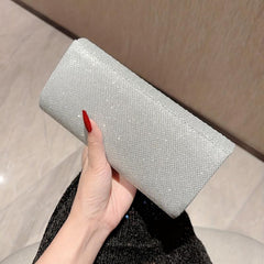 Glitter Metal Chain Flap Handbag Sparkly Purse Classic Evening Bag