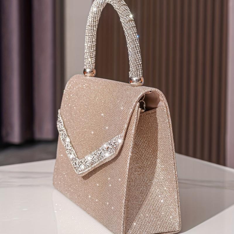 Rhinestone Glitter Satchel Evening Bag For Women