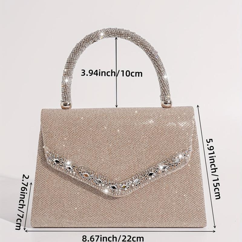 Rhinestone Glitter Satchel Evening Bag For Women