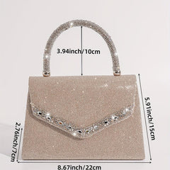 Rhinestone Glitter Satchel Evening Bag For Women