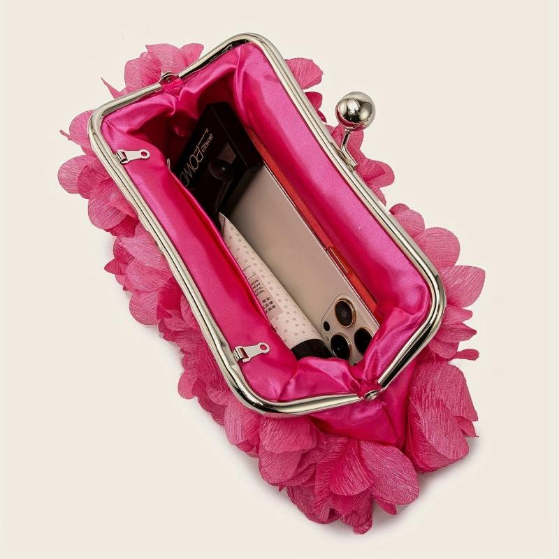 Metal Chain Kiss Lock Clutch Elegent Frame Purse Classic Evening Bag