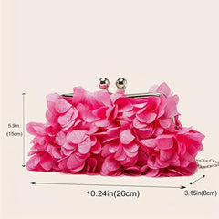 Metal Chain Kiss Lock Clutch Elegent Frame Purse Classic Evening Bag