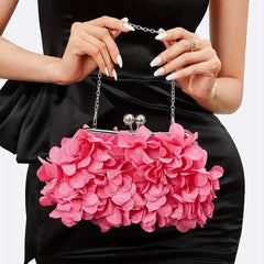 Metal Chain Kiss Lock Clutch Elegent Frame Purse Classic Evening Bag