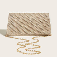 Glitter Evening Bag Pleated Flap Crossbody Clutch Chain