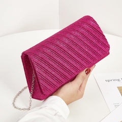 Glitter Evening Bag Pleated Flap Crossbody Clutch Chain