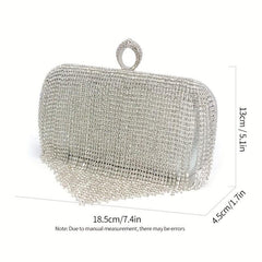 Sparkling Rhinestone Fringe Clutch Purse for Women