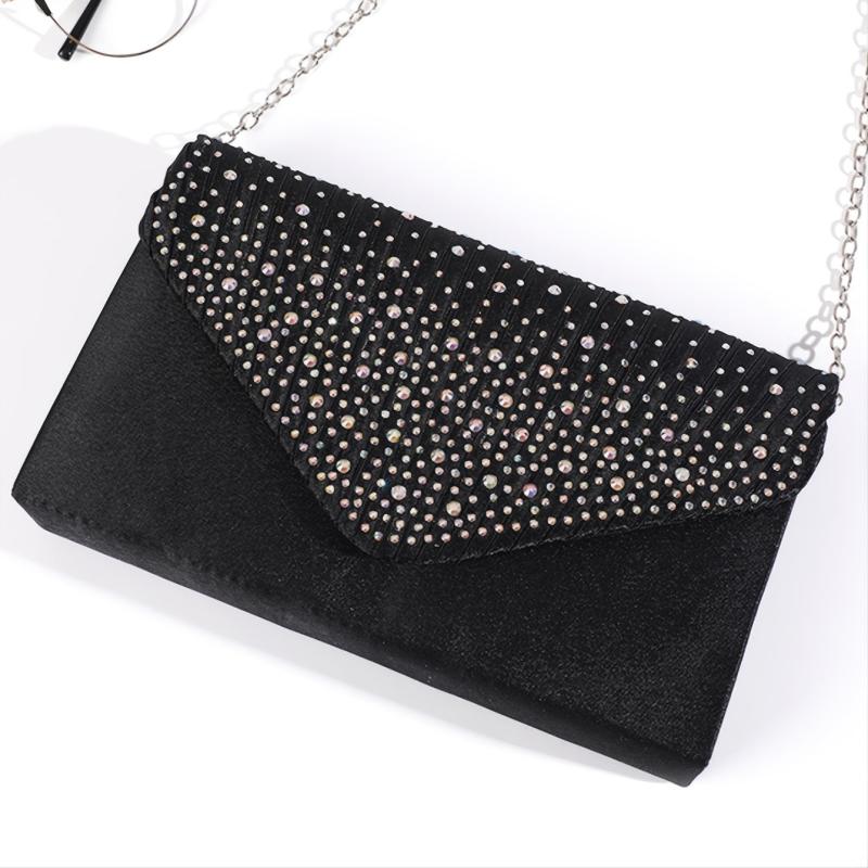 Sparkly Chain Envelope Handbag Glitter Flap Purse Classic Evening Bag