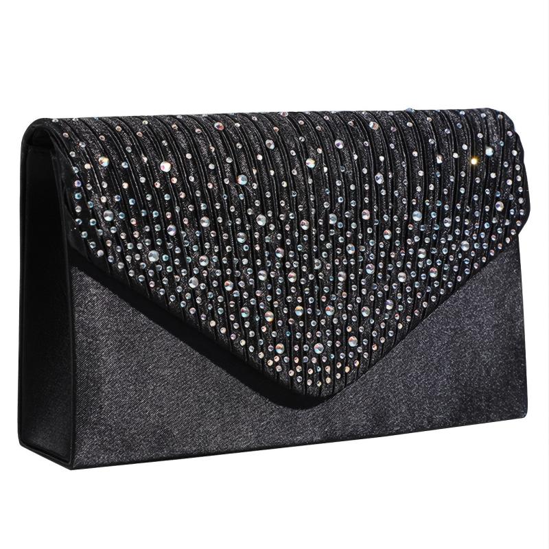 Sparkly Chain Envelope Handbag Glitter Flap Purse Classic Evening Bag
