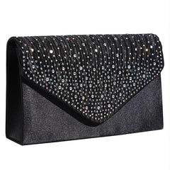 Sparkly Chain Envelope Handbag Glitter Flap Purse Classic Evening Bag