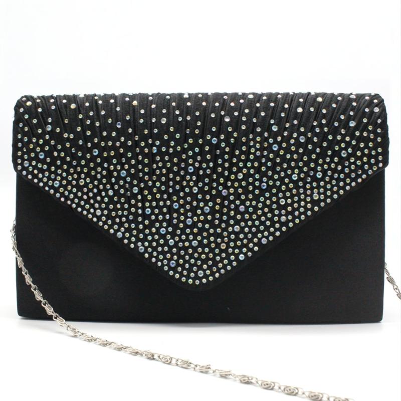 Sparkly Chain Envelope Handbag Glitter Flap Purse Classic Evening Bag