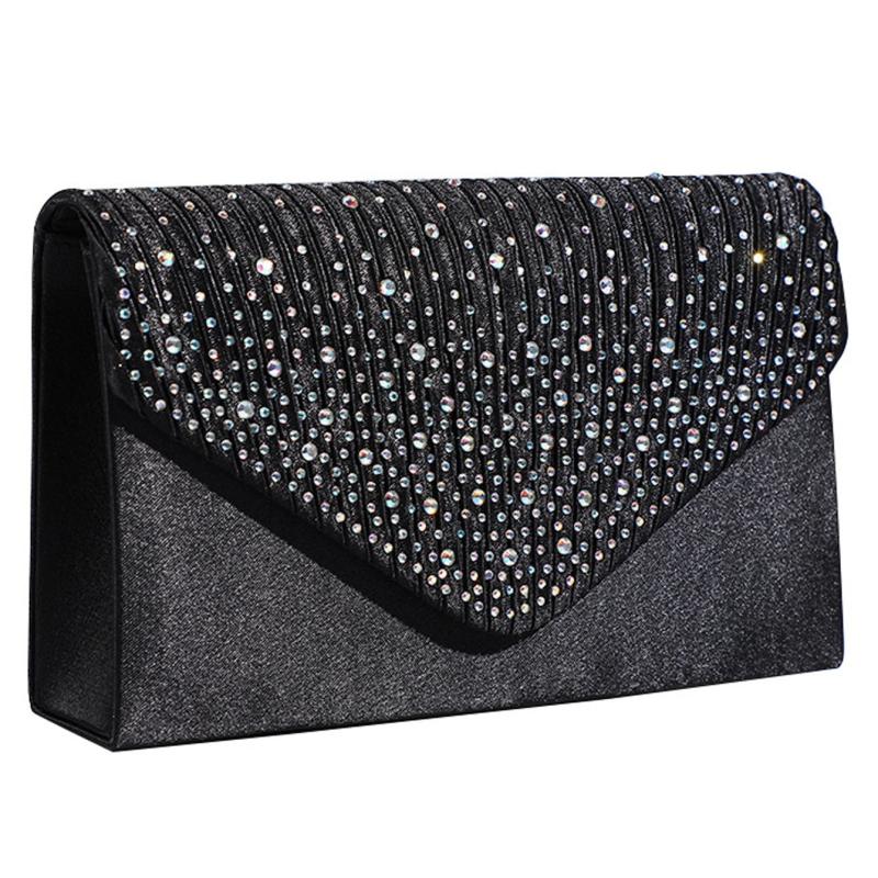 Sparkly Chain Envelope Handbag Glitter Flap Purse Classic Evening Bag