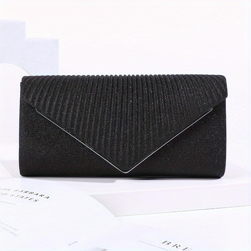 Metal Decor Ruched Evening Bag Women's Clutch