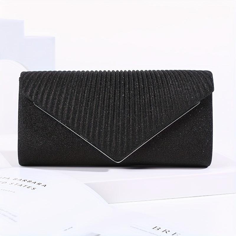 Metal Decor Ruched Evening Bag Women's Clutch