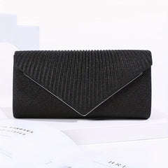 Metal Decor Ruched Evening Bag Women's Clutch