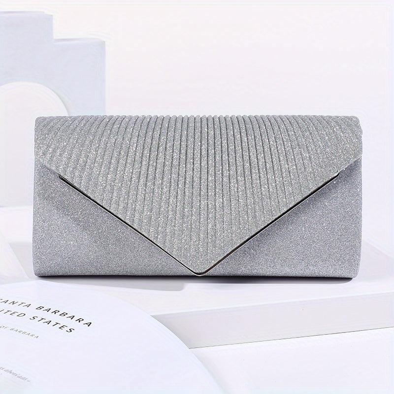 Metal Decor Ruched Evening Bag Women's Clutch