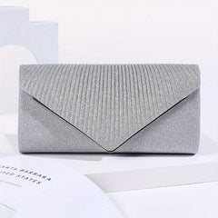 Metal Decor Ruched Evening Bag Women's Clutch