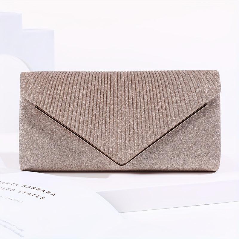 Metal Decor Ruched Evening Bag Women's Clutch