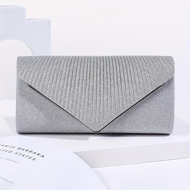 Metal Decor Ruched Evening Bag Women's Clutch