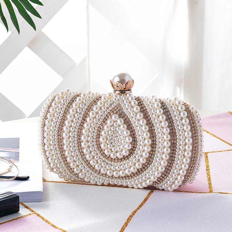 Faux Pearl Beaded Evening Bag Clutch Handbag For Wedding Prom