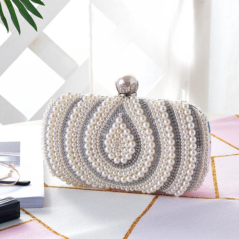 Faux Pearl Beaded Evening Bag Clutch Handbag For Wedding Prom