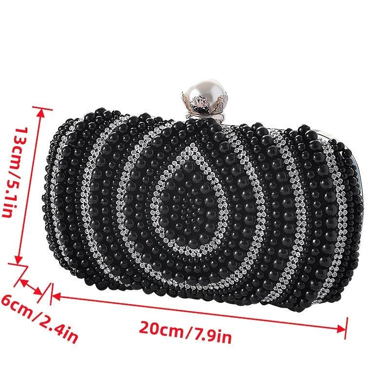 Faux Pearl Beaded Evening Bag Clutch Handbag For Wedding Prom