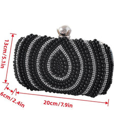 Faux Pearl Beaded Evening Bag Clutch Handbag For Wedding Prom