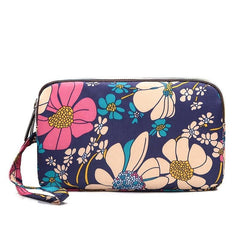 Mini Nylon Wrist Purse Flower Pattern Waterproof Clutch Bag