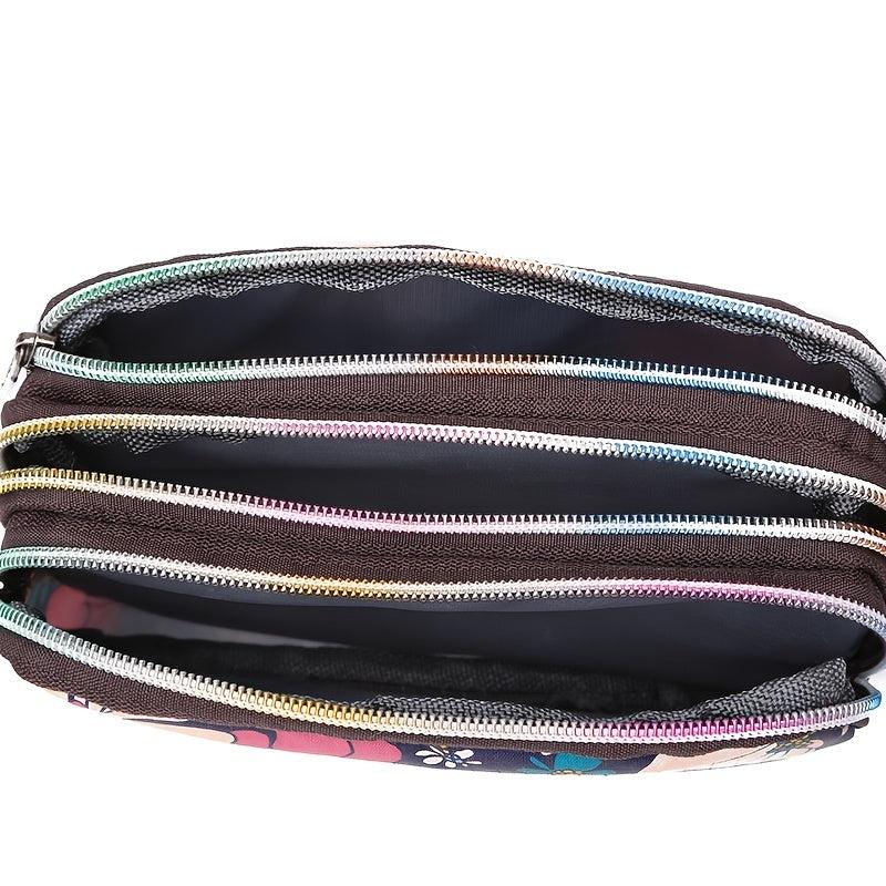 Mini Nylon Wrist Purse Flower Pattern Waterproof Clutch Bag