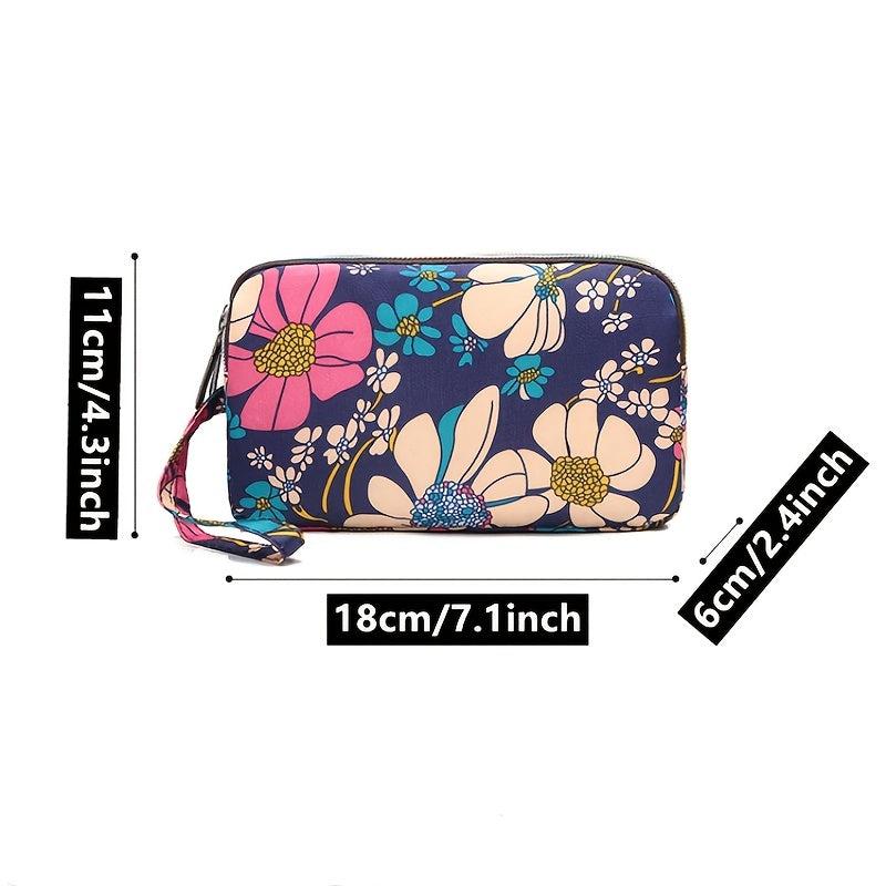 Mini Nylon Wrist Purse Flower Pattern Waterproof Clutch Bag