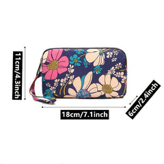 Mini Nylon Wrist Purse Flower Pattern Waterproof Clutch Bag