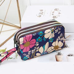 Mini Nylon Wrist Purse Flower Pattern Waterproof Clutch Bag
