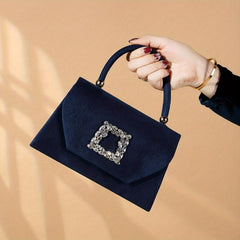 Satin Evening Handbag Flower Rhinestone Clutch Women's Wedding Purse