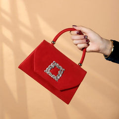Satin Evening Handbag Flower Rhinestone Clutch Women's Wedding Purse