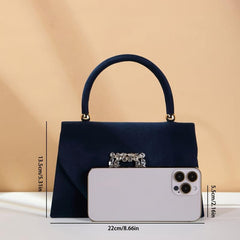 Satin Evening Handbag Flower Rhinestone Clutch Women's Wedding Purse