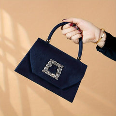 Satin Evening Handbag Flower Rhinestone Clutch Women's Wedding Purse