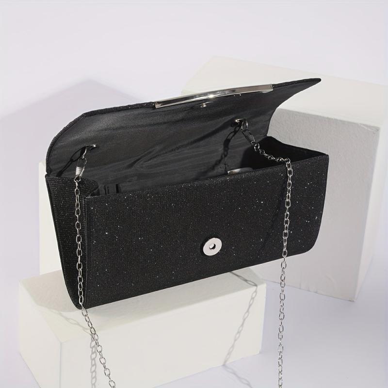 Glitter Flap Chain Clutch Bling Purse Cocktail Evening Bag