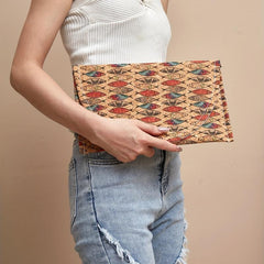 Vintage Fish Print Clutch Bag Vegan Leather Evening Handbag