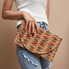Vintage Fish Print Clutch Bag Vegan Leather Evening Handbag